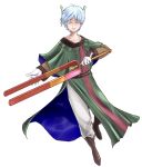  1boy bad_link full_body highres holding holding_weapon male_focus short_hair simple_background solo weapon white_background 