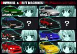  5girls bun_cover car character_name daikokuya_kyouko double_bun emily_(pure_dream) everyone frown glasses hair_bun hairband honda honda_cr-x konosaki_michi kotosato_yuuna lily_tail looking_at_viewer mazda mazda_rx-7 mazda_rx-7_fd mitsubishi_lancer_evolution mitsubishi_motors moero_downhill_night motor_vehicle multiple_girls nissan nissan_s14_silvia nissan_silvia nissan_skyline nissan_skyline_r32 official_art smile spoiler_(automobile) taxi toyota toyota_celica toyota_celica_t200 toyota_chaser toyota_sprinter_trueno translation_request yano_maria 