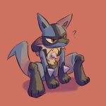  ? advos full_body lucario no_humans pokemon pokemon_(creature) red_background red_eyes simple_background sitting solo 