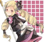  1girl aristocratic_clothes blonde_hair drill_hair elise_(fire_emblem) fire_emblem fire_emblem_fates holding holding_staff looking_at_viewer multicolored_hair purple_hair staff streaked_hair twintails violet_eyes yachimata_1205 