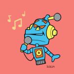 1boy animated animated_gif artist_name artist_request holding holding_microphone mike_(warioware) musical_note open_mouth red_background robot singing solo warioware
