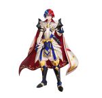  1boy absurdres alear_(engaging_fire)_(fire_emblem) black_footwear blue_eyes blue_gloves blue_hair circlet fire_emblem fire_emblem_engage gloves heterochromia highres looking_at_viewer mikurou_(nayuta) official_alternate_costume pelvic_curtain reaching reaching_towards_viewer red_eyes redhead scroll smile solo 