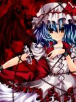  blue_hair chain hat nanase_nao red_eyes remilia_scarlet short_hair solo touhou wings 