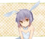  bunny_ears bunny_girl bunnysuit face lowres nagato_yuki pantyhose purple_hair rabbit_ears sear_(artist) suzumiya_haruhi_no_yuuutsu yellow_eyes 