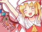  \o/ blush closed_eyes english flandre_scarlet happy hat outstretched_arms psino solo touhou 