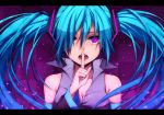  aqua_hair bad_id breasts cleavage finger_to_mouth hair_ornament hatsune_miku highres long_hair open_mouth purple_eyes shirotaka_(akrrkm) solo twintails violet_eyes vocaloid 