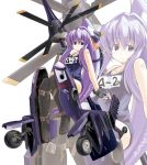  contra-rotating_propellers douglas_a2d excel_(artist) long_hair mecha_musume military one-piece_swimsuit original personification propeller purple_hair school_swimsuit solo swimsuit zoom_layer 