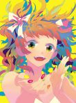  colorful fang foreshortening hands happy multicolored_eyes multicolored_hair nail_polish yokariko 