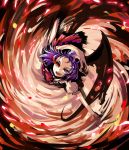  dancing fangs forehead from_above hat open_mouth outstretched_arms purple_hair red_eyes remilia_scarlet smile solo spread_arms touhou vetina wings 