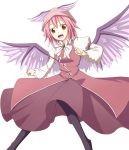  hat highres mystia_lorelei open_mouth pantyhose pink_hair solo touhou transparent_background wide_sleeves wings yellow_eyes 