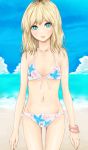  bikini blonde_hair blue_eyes flat_chest floral_print original saijou_hirokazu short_hair solo swimsuit thigh_gap 