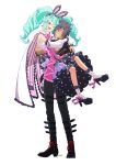  1boy 1girl arms_around_neck black_footwear black_jacket black_pants black_skirt blue_hair boots cape carrying carrying_person commentary_request dark-skinned_male dark_skin drill_hair facing_another full_body hair_over_one_eye hetero high_heels idol_land_pripara jacket katasumi_amari layered_skirt long_hair long_sleeves mario_(pripara) one_eye_closed open_mouth pants pink_ribbon polka_dot polka_dot_skirt pretty_series princess_carry pripara ribbon shirt shoes short_hair simple_background skirt smile socks standing twin_drills twintails very_long_hair white_background white_cape white_shirt white_socks yu_(prpyuu) 