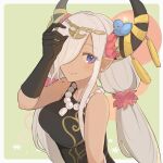  absurdres asymmetrical_horns commentary dragon_girl english_commentary fire_emblem fire_emblem_engage hair_ornament hair_over_one_eye highres horn_flower horns mature_female mixed-language_commentary netugen33 pointy_ears tassel tassel_hair_ornament uneven_horns zelestia_(fire_emblem) 