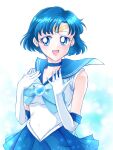  1girl back_bow bishoujo_senshi_sailor_moon blue_choker blue_eyes blue_gemstone blue_hair blue_sailor_collar blue_skirt boots bow choker circlet earrings elbow_gloves fujisaki_star gem gloves jewelry magical_girl mizuno_ami sailor_collar sailor_mercury sailor_senshi_uniform short_hair skirt smile solo stud_earrings tiara white_gloves 