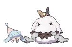  :d closed_eyes eneko_(olavcnkrpucl16a) happy hatenna lying morpeko morpeko_(full) on_stomach open_mouth pokemon pokemon_(creature) sheep simple_background smile white_background wooloo 