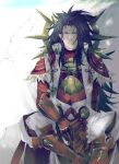  1boy absurdres armor fire_emblem fire_emblem_fates highres japanese_armor japanese_clothes long_hair looking_to_the_side male_focus red_armor ryoma_(fire_emblem) sou_mei spiky_hair 