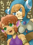  2girls animal_ears breasts breath_of_fire breath_of_fire_ii breath_of_fire_v cat_ears cat_tail closed_mouth dated facial_mark gloves green_eyes in-franchise_crossover lin_(breath_of_fire) lowres multiple_girls open_mouth orange_hair pointy_ears redhead rinpoo_chuan short_hair sicky_(pit-bull) smile tail 