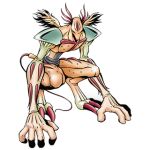  arkadimon_adult digimon digimon_(creature) energy horns looking_at_viewer lowres monster muscular muscular_male official_art open_hand red_eyes wings 