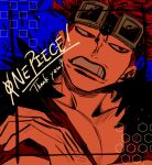  ! 1boy clenched_teeth commentary_request english_text eustass_kid goggles goggles_on_head highres larugo0513 male_focus one_piece red_eyes redhead short_hair solo teeth 