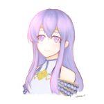  1girl bare_shoulders circlet dress fire_emblem fire_emblem:_genealogy_of_the_holy_war highres julia_(fire_emblem) long_hair purple_hair simple_background smile solo violet_eyes wintse 