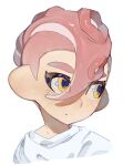  1boy cephalopod_eyes commentary commission highres male_focus mohawk octoling octoling_boy octoling_player_character redbeanpie0 redhead short_hair simple_background solo splatoon_(series) tentacle_hair thick_eyebrows upper_body white_background yellow_eyes 