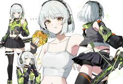  1girl anby_demara burger eating expressionless hamburger short_hair zenless_zone_zero 