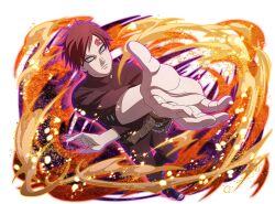  1boy belt brown_belt forehead_protector gaara_(naruto) jacket looking_at_viewer naruto_(series) naruto_shippuuden:_ultimate_ninja_blazing official_art open-toe_boots pants red_hair red_jacket red_pants short_hair solo 