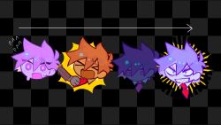  >_< 1boy :d antenna_hair bossman_hero bright_pupils chibi chibi_only closed_eyes commentary double-parted_bangs dual_persona evil_grin evil_smile flying_sweatdrops grin hair_between_eyes hero_(headspace)_(omori) hero_(omori) highres honshiya looking_at_viewer male_focus necktie omori open_mouth purple_hair red_necktie sharp_teeth short_hair smile solo sweat teeth untranslatable_commentary violet_eyes white_pupils xd 