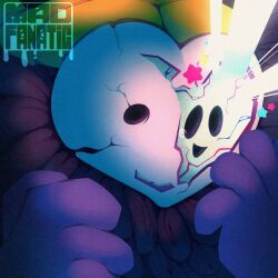  1other artist_logo commentary cracked_kawaii_mask english_commentary highres hollow_eyes kirby_(series) kirby_star_allies logo solo star_(symbol) tearing_up the_mad_fanatic upper_body void_(kirby) void_termina void_termina_(demon_god_form) 