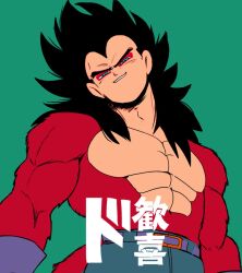  1boy body_fur dragon_ball dragon_ball_gt extreme_joy_(jygc7872) highres large_pectorals male_focus monkey_boy monkey_tail muscular muscular_male no_nipples pectorals red_fur saiyan solo spiky_hair super_saiyan super_saiyan_4 tail vegeta 