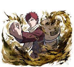  1boy blue_eyes forehead_tattoo gaara_(naruto) jacket looking_at_viewer naruto_(series) naruto_shippuuden:_ultimate_ninja_blazing official_art red_hair red_jacket scarf short_hair solo tattoo white_scarf 