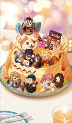  akitaken_(non_faciem) blueberry cake candle captain_nemo_(fate) captain_nemo_(first_ascension)_(fate) chaldea_logo chaldea_security_organization character-themed_food commentary_request cookie dessert dual_persona english_text fate/grand_order fate_(series) food food_focus fou_(fate) fruit fujimaru_ritsuka_(female) goredolf_musik leonardo_da_vinci_(caster)_(fate) leonardo_da_vinci_(fate) leonardo_da_vinci_(rider)_(fate) lime_(fruit) lime_slice mash_kyrielight nemo_(fate) no_humans novum_chaldea official_art olga_marie_animusphere plate raspberry romani_archaman sherlock_holmes_(fate) sion_eltnam_(type-moon) sion_eltnam_sokaris snowman still_life strawberry third-party_source variant_set 