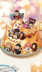  akitaken_(non_faciem) blueberry cake candle captain_nemo_(fate) captain_nemo_(first_ascension)_(fate) chaldea_logo chaldea_security_organization character-themed_food cookie dessert dual_persona english_text fate/grand_order fate_(series) food food_focus fou_(fate) fruit fujimaru_ritsuka_(male) goredolf_musik leonardo_da_vinci_(caster)_(fate) leonardo_da_vinci_(fate) leonardo_da_vinci_(rider)_(fate) lime_(fruit) lime_slice mash_kyrielight nemo_(fate) no_humans novum_chaldea official_art olga_marie_animusphere plate raspberry romani_archaman sherlock_holmes_(fate) sion_eltnam_(type-moon) sion_eltnam_sokaris snowman still_life strawberry third-party_source variant_set 