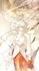  1boy absurdres becoming_a_god_in_the_zerg_world_by_livestreaming_bl_novels black_gloves chinese_commentary commentary_request couple feet_out_of_frame gloves hair_between_eyes highres holding_hands jewelry long_hair long_sleeves looking_at_another male_focus shi_cunjin solo very_long_hair weibo_7671467435 white_hair 