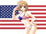  bikini flag nishimata_aoi salute swimsuit united_states_of_america 