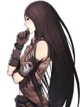  advance_wars:_days_of_ruin armband bare_shoulders brown_eyes brown_hair gloves highres iwai_ryo iwai_ryou lin_(advance_wars) lips long_hair military military_uniform solo thinking uniform very_long_hair wolf 