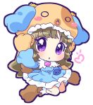  :o animal_hat anyamal_tantei_kirumin_zoo blush bow brown_hair chibi dog dog_ears dog_paws dress hat heart kneeling long_hair mikogami_nagisa mirai_(artist) mirai_(sugar) multiple_girls open_mouth paws ribbon 