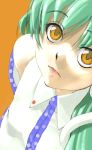  close-up face foreshortening green_hair kochiya_sanae lips looking_up shiba_itsuki touhou yellow_eyes 