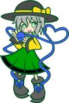  bow flat_color green_eyes grey_hair hat heart heart_of_string komeiji_koishi parody puyopuyo style_parody touhou transparent_background y&amp;k 