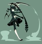  artist_request black_rock_shooter bow dead_master dress flat_color green_eyes highres horns scythe solo wings yui_(kanatamoo) 