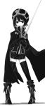  cape gloves hat highres monochrome original rapier shirogane_usagi skirt solo sword thigh-highs thighhighs weapon zettai_ryouiki 