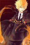  bad_id blonde_hair cape fire katekyo_hitman_reborn katekyo_hitman_reborn! lancha male necktie solo tassel vongola_primo yellow_eyes 