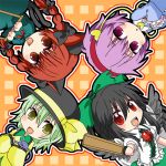  black_hair blonde_hair braid cat_ears green_eyes green_hair kaenbyou_rin komeiji_koishi komeiji_satori purple_eyes purple_hair red_eyes red_hair redhead reiuji_utsuho ryuukichi touhou violet_eyes yellow_eyes 