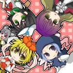  blue_eyes gradient_hair green_eyes grey_hair hijiri_byakuren kumoi_ichirin multicolored_hair murasa_minamitsu nazrin red_eyes ryuukichi toramaru_shou touhou unzan yellow_eyes 