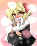  animal_ears blonde_hair bunny_ears character_doll doll fang highres inaba_tewi kato_(artist) rabbit_ears red_eyes reisen_udongein_inaba ribbon rumia short_hair tears touhou 