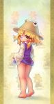  barefoot blonde_hair bottle bottomless chibi eyes hat highres moriya_suwako no_pants sankuma solo touhou wink yellow_eyes |_| 