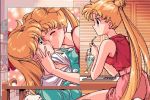  aino_minako artist_request bishoujo_senshi_sailor_moon blonde_hair closed_eyes glass hand_on_another's_cheek hand_on_another's_face kiss lowres mermaid_(artist) multiple_girls sleeveless source_request surprised touching tsukino_usagi twintails yuri 