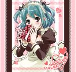  blue_hair blush heart maid_headdress naka_nohito original short_hair solo valentine 