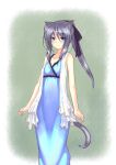  bare_shoulders blue_eyes cat_ears cat_tail coffee_cat dress original payot ponytail silver_hair smile solo tail 