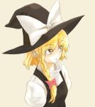  1girl blonde_hair braid bust face hat kirisame_marisa shiba_itsuki short_hair solo touhou tsurime witch_hat yellow_eyes 